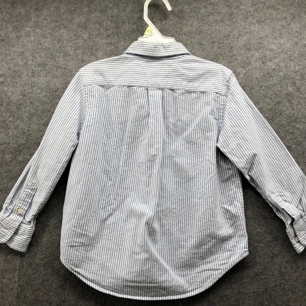 Polo Ralph Lauren Boys 4T Long Sleeve Oxford Shirt Blue White Stripe Button Down